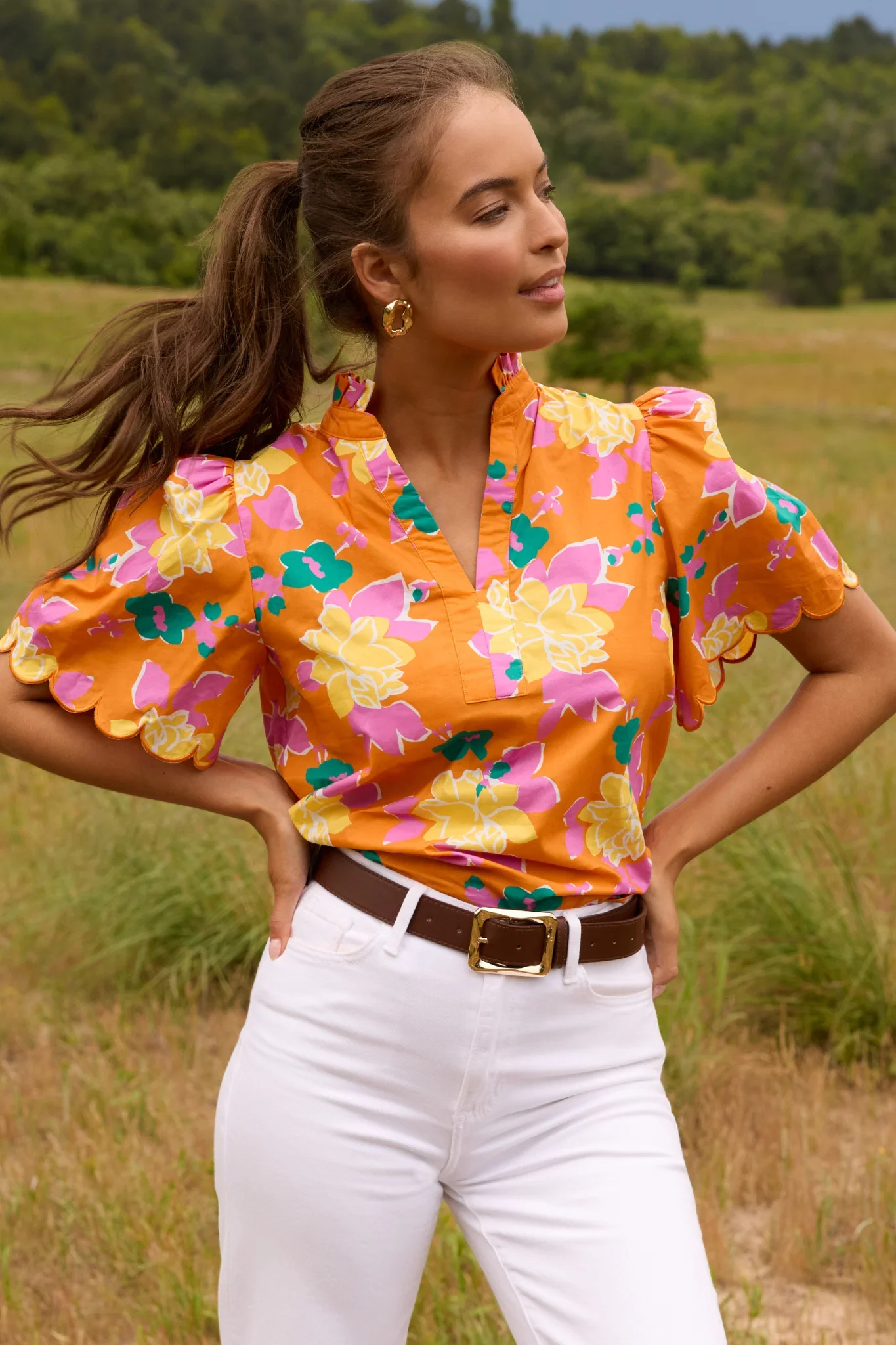 Vera Top- Orange Multi - Shop-Ritbs