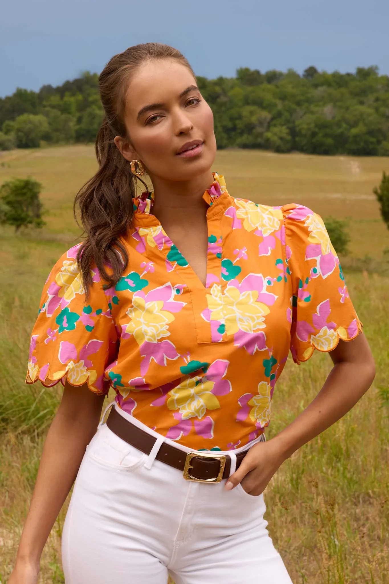 Vera Top- Orange Multi - Shop-Ritbs