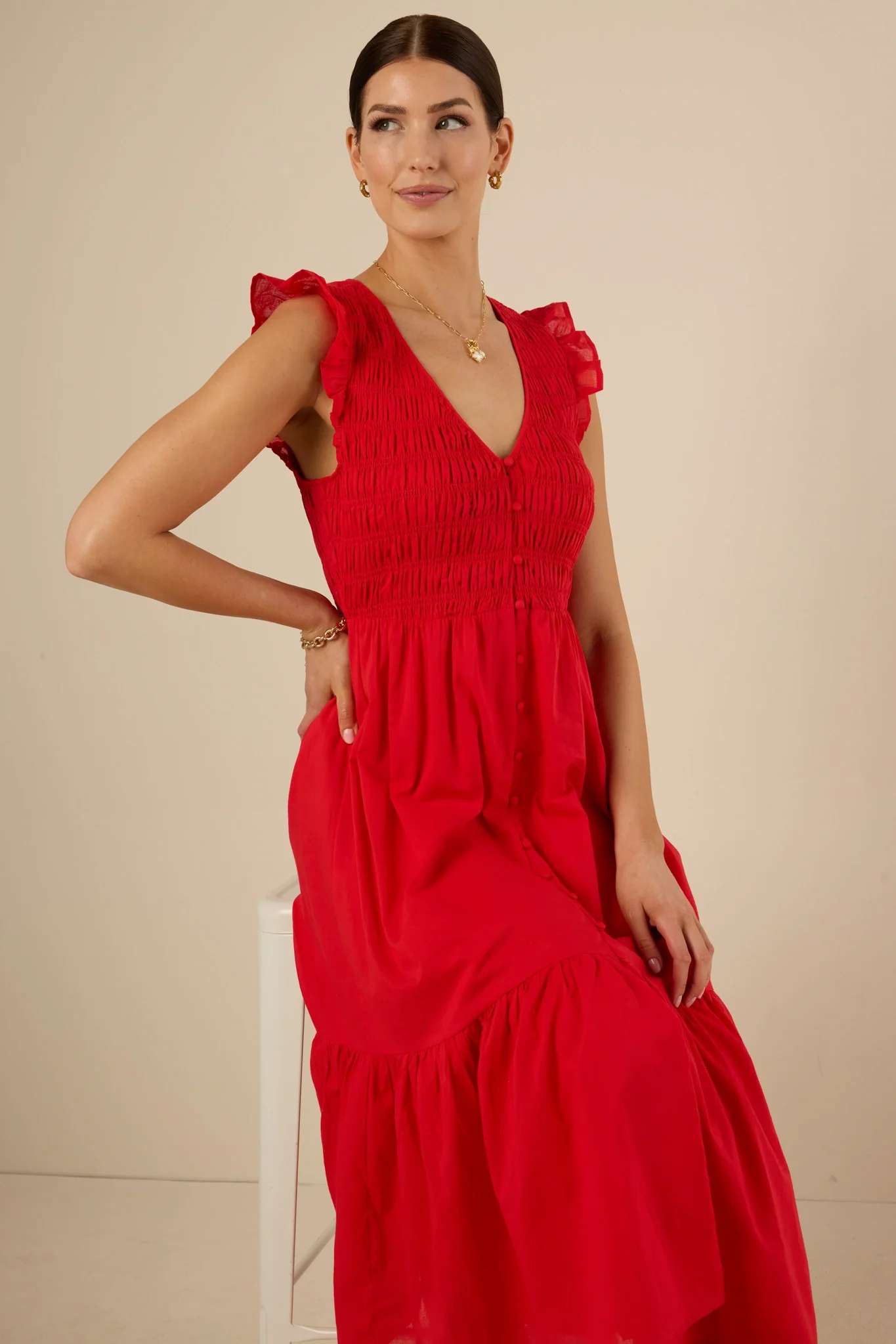 Allyn Dress- Red - Shop-Ritbs