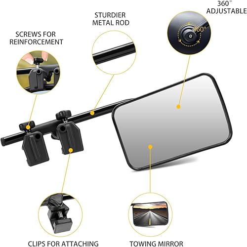 NEWFUN Rétroviseur Caravane,Rétroviseur Caravane,Paire De Gauche Et De Droite,Sac De Rangement Inclus,Installation En Trois Secondes,Convient à Tous Les Modèles De Voiture Courants - Shop-Ritbs