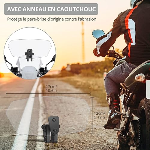 Justech Réglable Pare-Brise de Moto Matériau ABS Bruit Plus Faible Support Noir Pare-Brise de Moto 270x130x43mm avec Petite Serviette 30×30cm pour Plupart des Motos - Shop-Ritbs