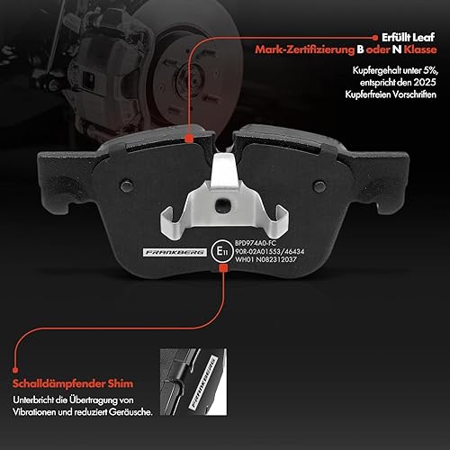 Frankberg Jeu de plaquettes de frein avant compatibles avec Berlingo EC ER 1.2L-1.5L 2018-2023 C4 Spacetourer 3D 1.2L-2.0L 2018-2023 3008 Van MC MJ MR 1.2L-2.0L 2016-2023 Replace# Référence produit - Shop-Ritbs