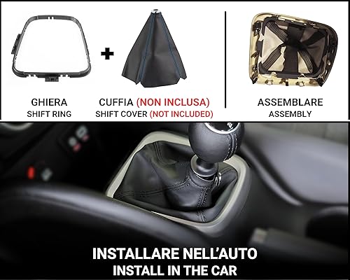 Ricreo Virole cadre pour casque de levier de vitesses compatible avec Fiat Type 356 (2015-2024+) | Pièce de rechange en plastique ABS résistant | Virole levier de vitesses de voiture | Cadre de - Shop-Ritbs