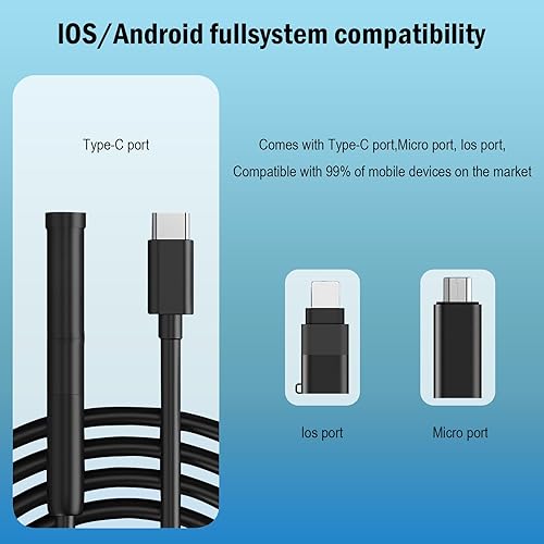 Caméra d'inspection endoscopique avec 8 lumières LED sans WiFi, étanche IP67, caméra endoscopique flexible et rigide pour Android/iPhone/iPad (5 m) - Shop-Ritbs