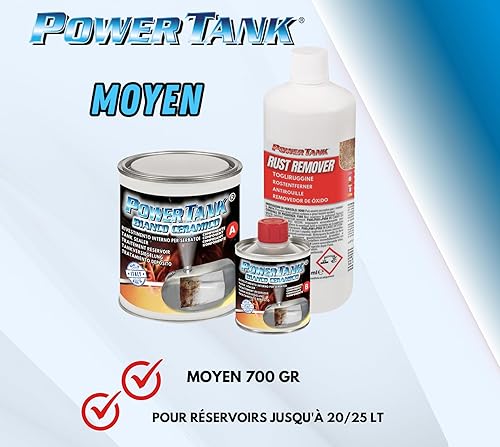 Power Tank - Traitement de Réservoir Innovant - Pour Réparer, Régénérer et Protéger les Réservoirs - (Kit Medium Blanc Céramique 700 gr) - Automobile, Moto, Scooter, Véhicules Vintage - Shop-Ritbs