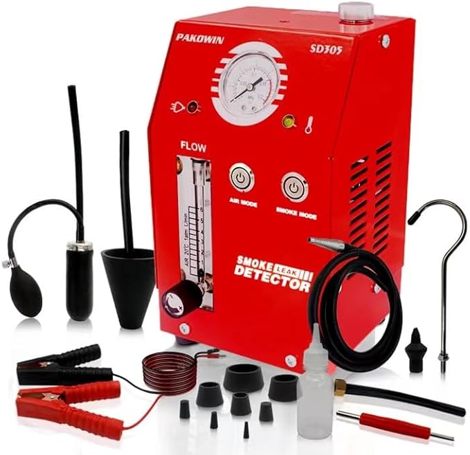 pakowin Détecteur de Fuite de Fumée Automatique- Testeur de Système de Vide EVAP 12V DC pour Systèmes de Tuyauterie avec Fonctionnalités Multiples et Indication de Pression - Rouge - Shop-Ritbs