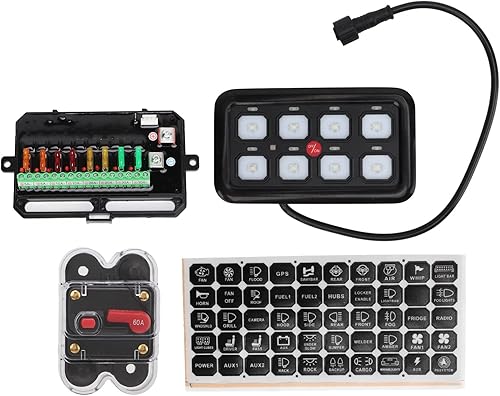 Boîtier de commande de circuit universel, boîtier de commutation tactile de voiture LED 8 gangs 1500 W, texture forte, rétro-éclairage LED bleu 12 V à 24 V pour UTV - Shop-Ritbs