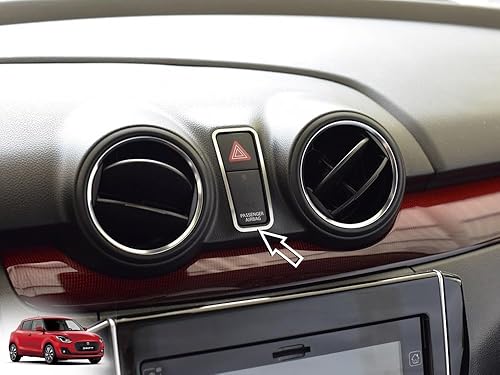 Dekor en acier pour 2017-2024 Suzuki.SWIFT, SWIFT Sport | Pour le bouton des lumières d'urgence | 1 Pièce Inox AZ RZ A2L A GL GLX SHVS AllGrip Hybrid Swift Tuning Accessoires - Shop-Ritbs