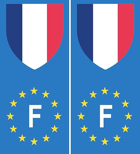 INDIGOS UG - 2 Autocollants pour plaques d'immatriculation - France Europe Drapeau Autocollant 100x45 mm - Shop-Ritbs
