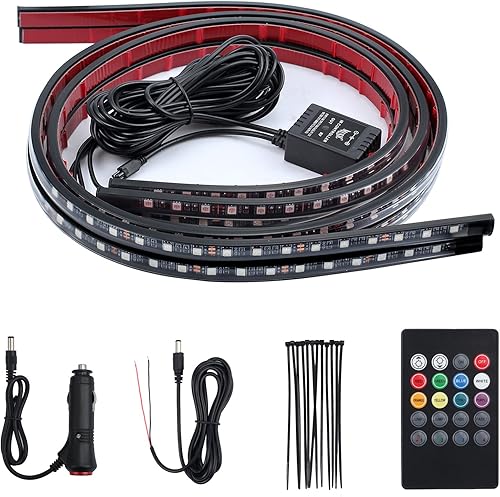Justech 4 Feux de barre de bande kit avec son Actif et télécommande sans fil pour intérieur de voiture, 8 couleurs, néon LED, 12 V RGB - Shop-Ritbs
