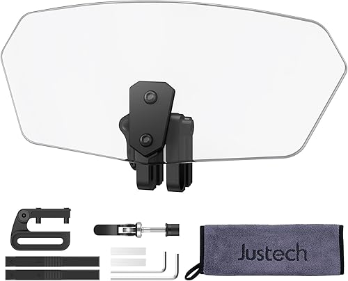 Justech Réglable Pare-Brise de Moto Matériau ABS Bruit Plus Faible Support Noir Pare-Brise de Moto 270x130x43mm avec Petite Serviette 30×30cm pour Plupart des Motos - Shop-Ritbs