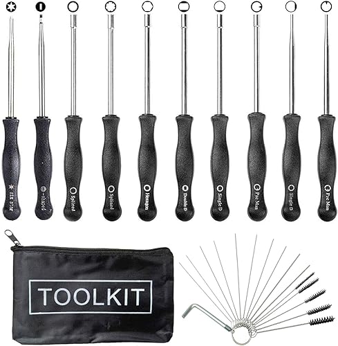 oGoDeal Lot de 10 tournevis pour réglage de carburateurs Walbro de petits moteurs à 2 temps de tronçonneuses/rotofils/etc. Husqvarna, Troy-Bilt, etc. avec brosse et kit d'outils de nettoyage - Shop-Ritbs