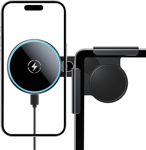 LANTU Support de téléphone portable Qi2 certifié 15 W pour Tesla Model 3/Y/X/S MagSafe - Aimant de voiture - Avec câble C-C de 1 m - Pour iPhone 12-16 et étui MagSafe - Shop-Ritbs