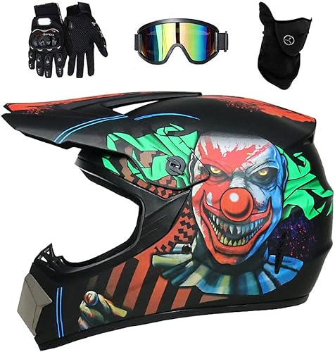 Intégral MTB Casque Motocross, avec Lunettes Gants Masque, Jeunesse Enfants Hors Route BMX Moto VTT Casque, Double Sport Descente Quad Dirt Bike Enduro Accident Casque - Shop-Ritbs