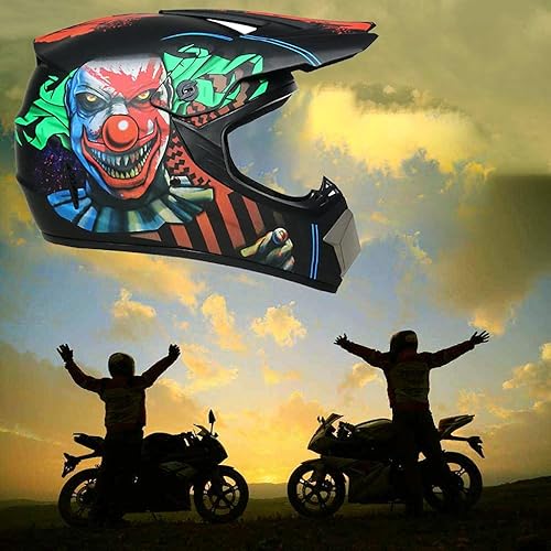 Intégral MTB Casque Motocross, avec Lunettes Gants Masque, Jeunesse Enfants Hors Route BMX Moto VTT Casque, Double Sport Descente Quad Dirt Bike Enduro Accident Casque - Shop-Ritbs