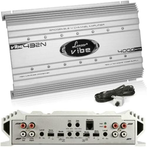 1 LANZAR VIBE 432N VIBE432N amplificateur 4 canaux 2000 watts rms 4 x 500 watts rms 4000 watts max avec remote incluse, 1 pièce - Shop-Ritbs