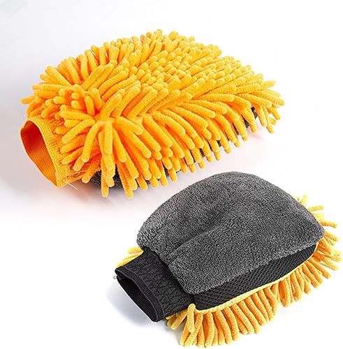 2 Pièces Gants Lavage Nettoyage Voiture, Gant Lavage Microfibre Étanche, Gant Lavage Microfibre Chiffon, Gants Kit Nettoyage Voiture, Gants Lavage Voiture Microfibre, Gant Microfibre Voiture (Orange) - Shop-Ritbs