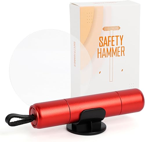 Runmeihe 2 en 1 Coupe Ceinture Brise Vitre, Marteau de Sécurité de Voiture Brise Vitre avec Verre de Test, Outil D'évacuation d'urgence de Sauvetage (1, Red) - Shop-Ritbs