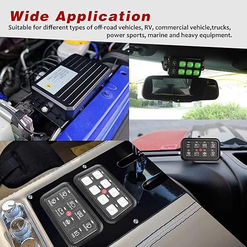 Boîtier de commande de circuit universel, boîtier de commutation tactile de voiture LED 8 gangs 1500 W, texture forte, rétro-éclairage LED bleu 12 V à 24 V pour UTV - Shop-Ritbs