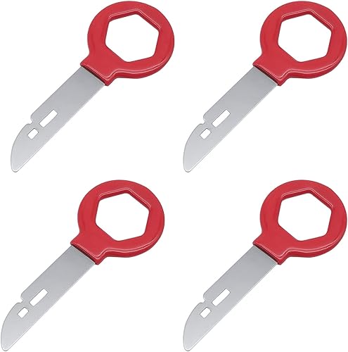 QISF 4 X Clé Extraction autoradio | Clés d'extraction de démontage autoradio tiroir avec Manchon en Caoutchouc | Outil de déverrouillage d'autoradio | Acier Inoxydable Clef Extraction Autoradio - Shop-Ritbs