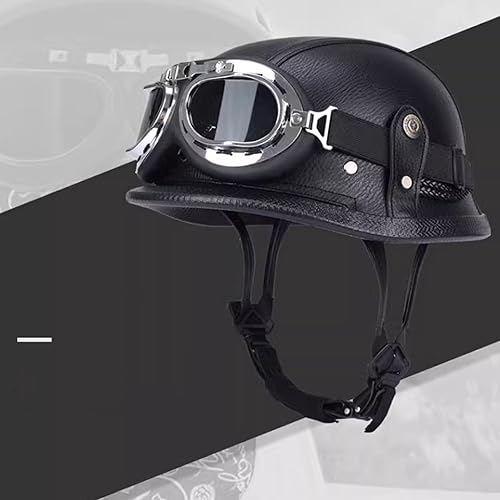 Casque Moto Jet Casque Scooter, Vintage Casque Scooter Rétro De Moto, avec Gants+Lunettes, pour Moto Et Scooter, Rétro Demi Casque Moto Vélo Scooter Chopper pour Adultes Homme Et Femme - Shop-Ritbs