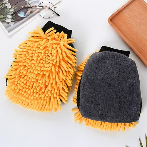 2 Pièces Gants Lavage Nettoyage Voiture, Gant Lavage Microfibre Étanche, Gant Lavage Microfibre Chiffon, Gants Kit Nettoyage Voiture, Gants Lavage Voiture Microfibre, Gant Microfibre Voiture (Orange) - Shop-Ritbs