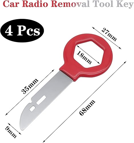 QISF 4 X Clé Extraction autoradio | Clés d'extraction de démontage autoradio tiroir avec Manchon en Caoutchouc | Outil de déverrouillage d'autoradio | Acier Inoxydable Clef Extraction Autoradio - Shop-Ritbs