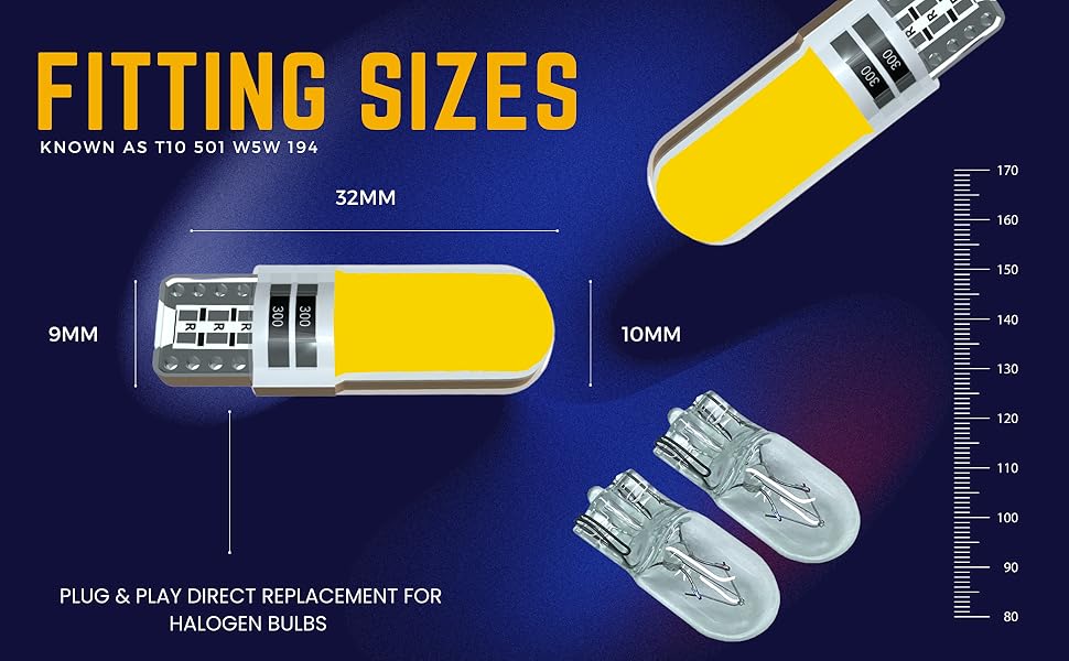 Ampoules LED T10 501 W5 W pour feux de position latéraux et intérieur 12 V