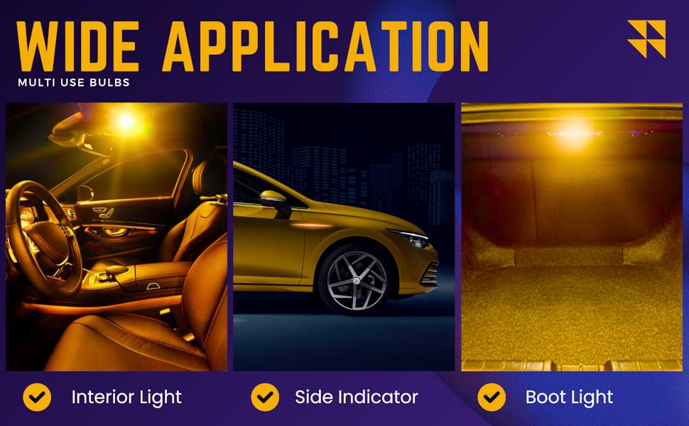 Ampoules LED T10 501 W5W pour clignotants latéraux et intérieurs 12 V